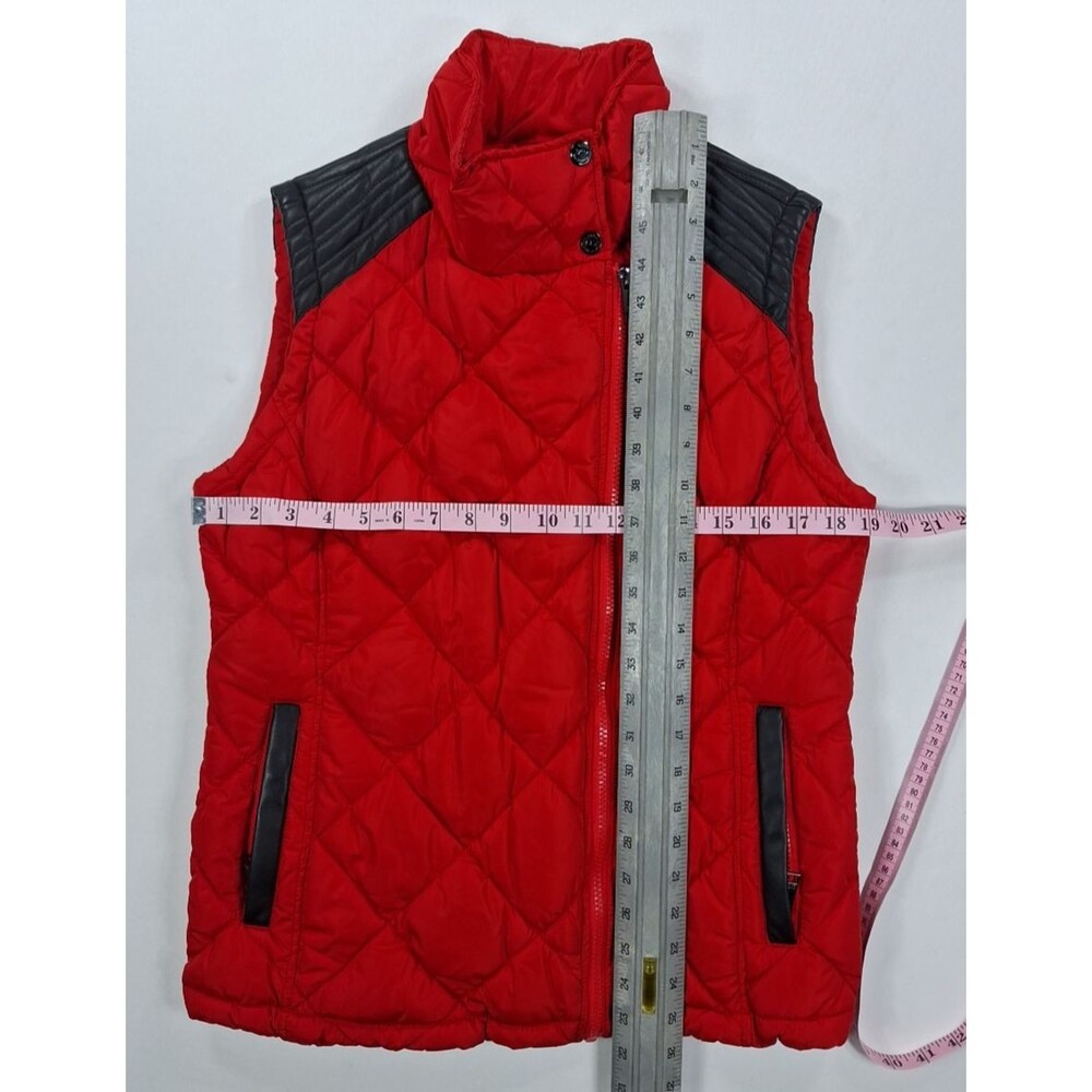 Marc New York Womens Medium Red Quilted Puffer Vest Asymmetrical Zip Full Zip - Picture 3 of 8